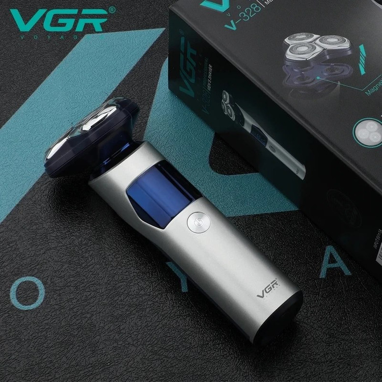 ماشین اصلاح وی جی آر مدل V-328 سه تیغ ضد آب با برش چرخشی