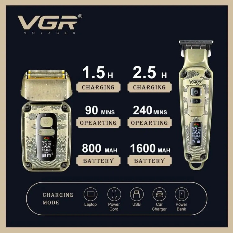 ماشین اصلاح وی جی آر مدل V641 با تکنولوژی برش مستقیم و ضد آب